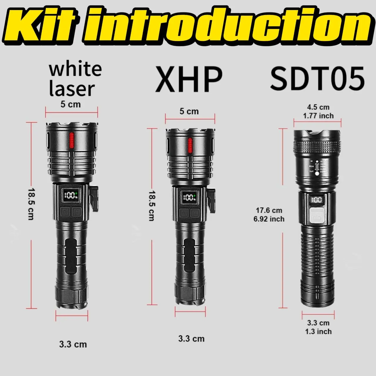 Description Picture 2 of item1500000 Lumens Portable Rechargeable LED Flashlight Magnetic Light With Side Knife Tactical Torch Camping Lantern Fishing Light
