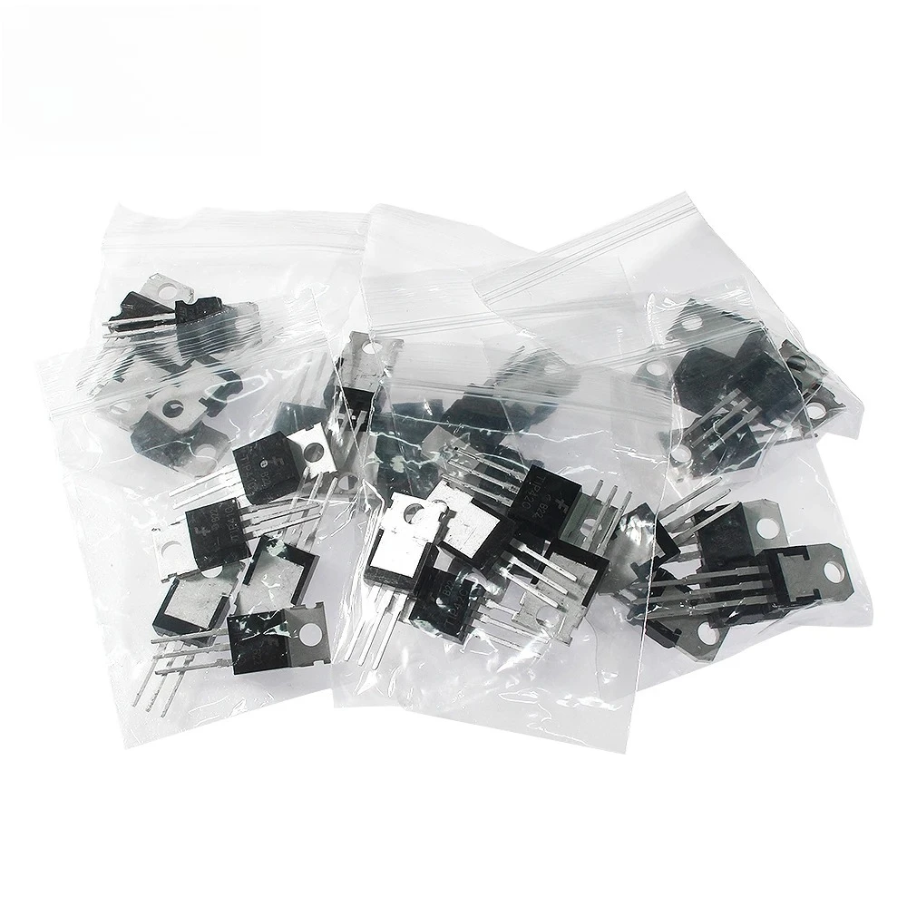35PCS TIP31C TIP32C TIP41C TIP42C TIP122 TIP127 TIP142 Transistor Kit TO-220 PNP NPN Transistors Assortment Kit 7 Values X 5pcs