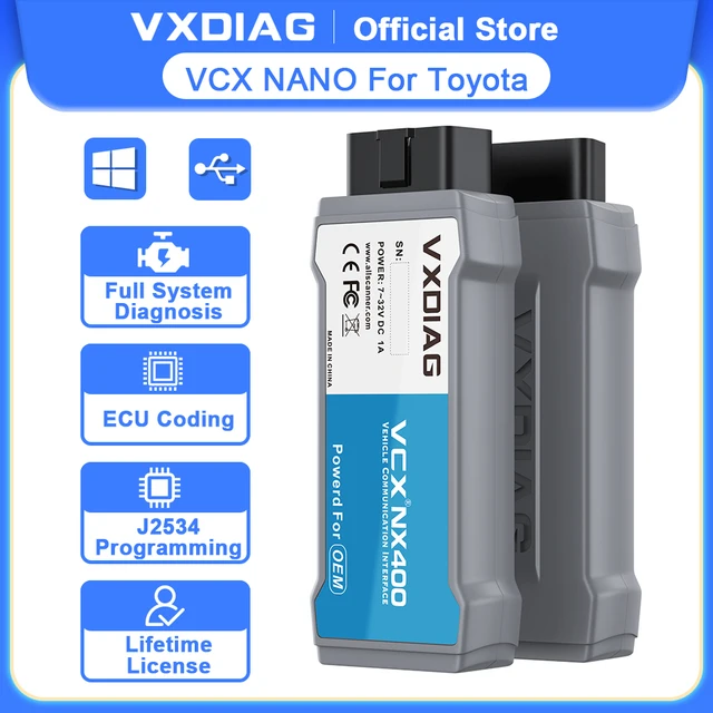 VXDIAG VCX NANO for Toyota Car Diagnostic Tool for Lexus OBD2 Scanner J2534 Passthru Programming ECU Coding OEM Diagnosis