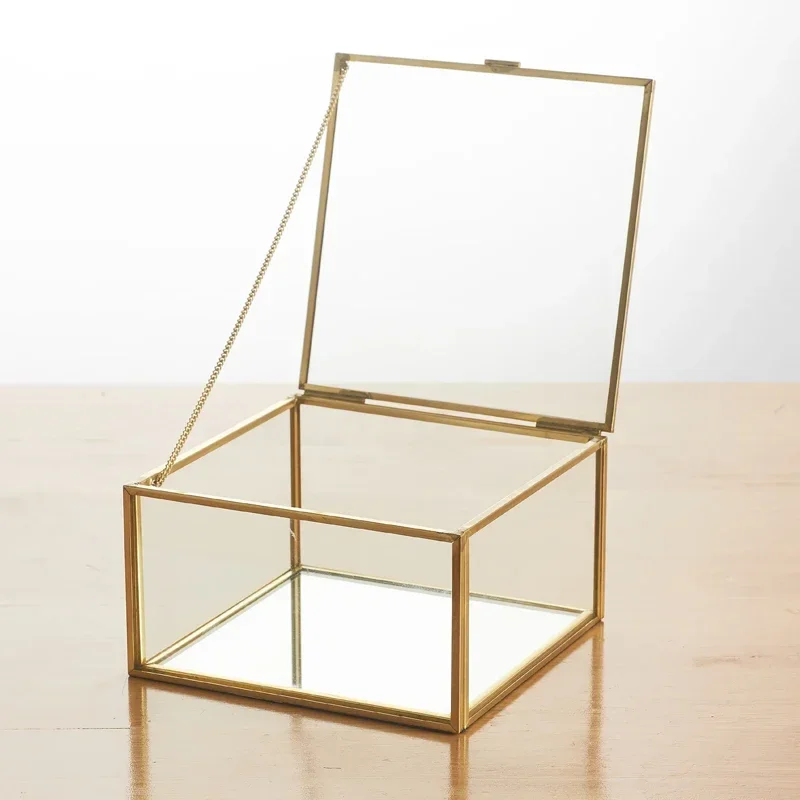 

Hexagon Transparent Glass Jewelry Box Wedding Ring Box Geometric Clear Glass Jewelry Organizer Holder Tabletop Containe
