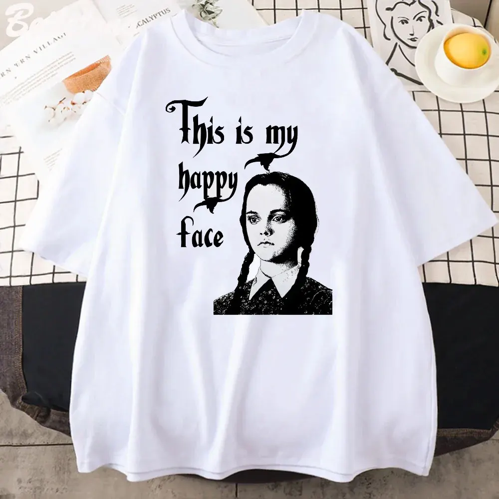 Wednesday Addams Women's Printing T-Shirt I Hate People Cartoons Clothes Nevermore Academy Cotton Tshirt Classic Movie Clothing