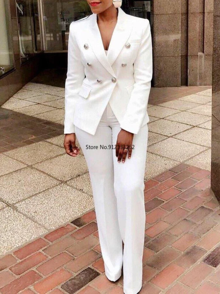 

2024 Women's Elegant Casual Fashion 2 Piece Set Blazer + Pants Ladies Business Suits Office Wear Female Trouser Pant Suit