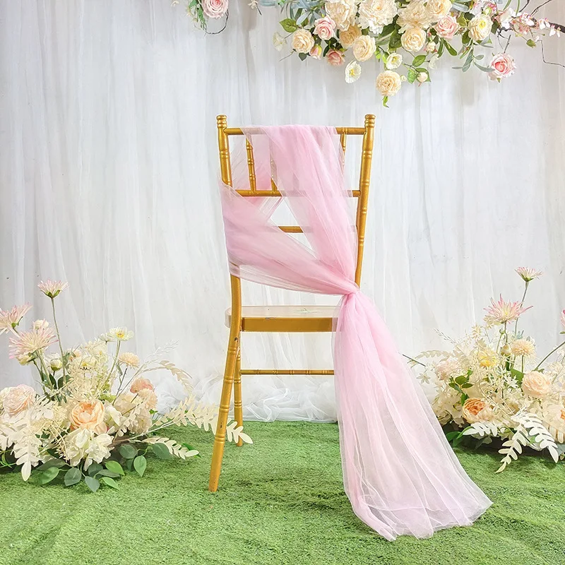 

50pcs Soft Tulle Chair Sashes Chair Bows Wedding Decoration for Chair Cover Party Event Banquet Decors Baby Shower Chair Band