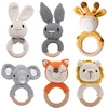 1Pc Baby Rattle Toys Wooden Teether Crochet Pattern Rattle Rabbit Lion Fox BearToy Newborn Gift Baby Teether Crochet Custom Name 1
