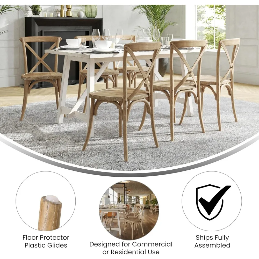 Bardstown Bistro Style Wooden Dining Chair - Medium Natural White Grain - High X-Back 5