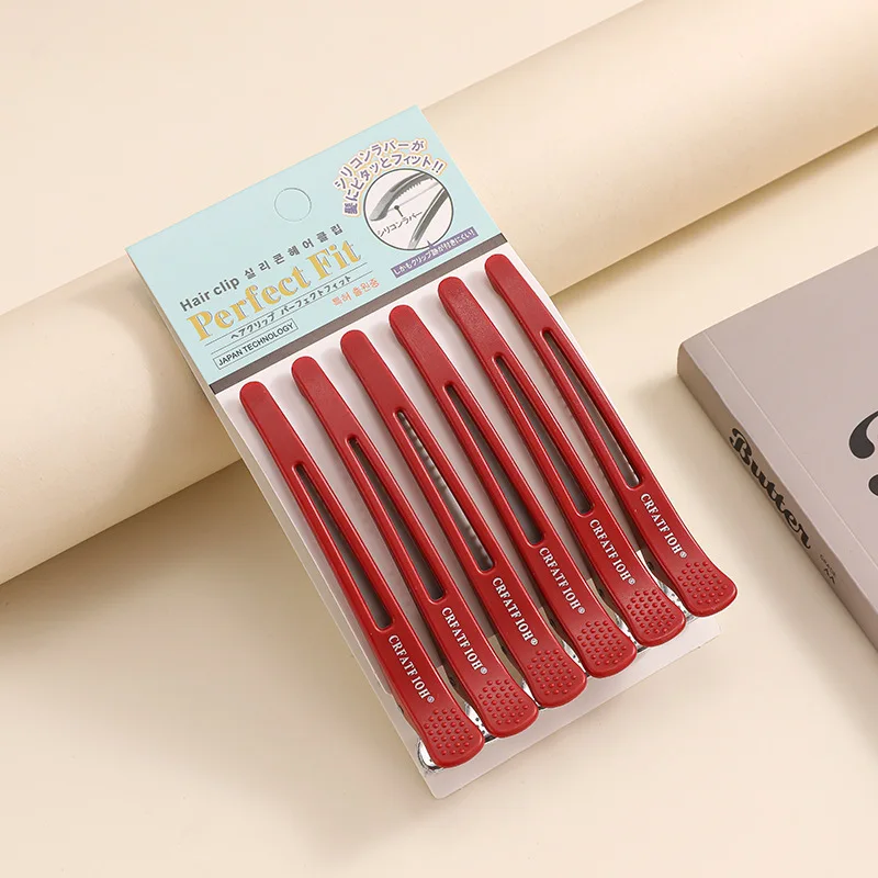6pcs Hairdressing seamless clips, makeup washing bangs zoning positioning clips, duckbill band clips, haircut streamline clip – Detail 7