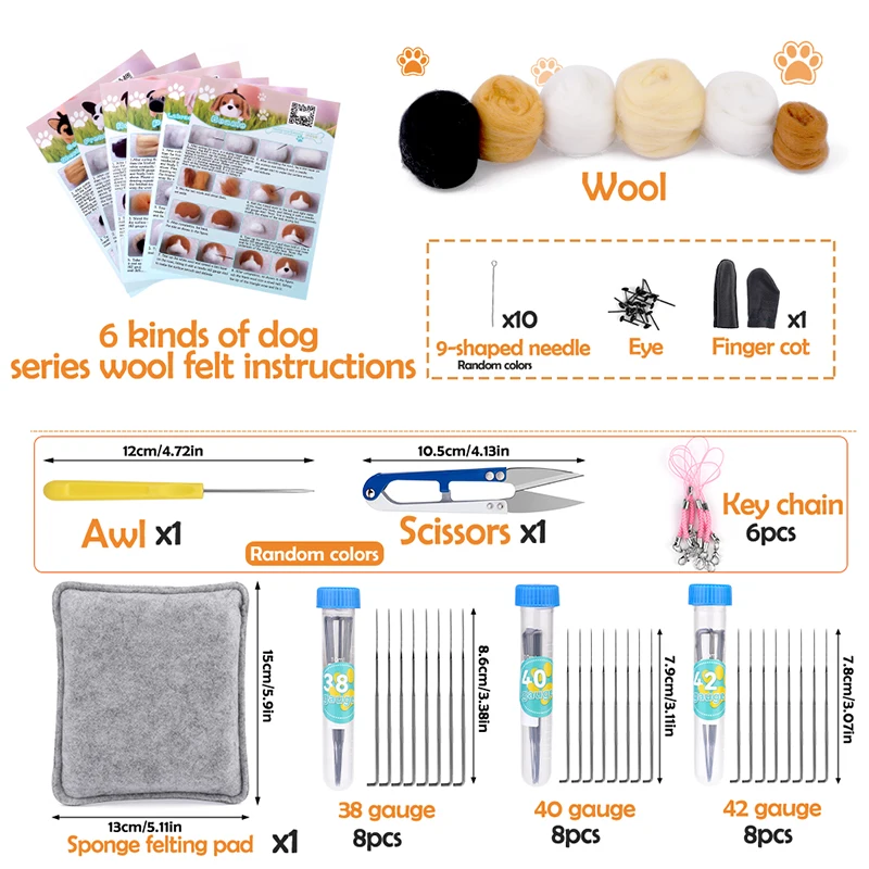 Wool felting kit Dog Wool Felting Unfinished Animal Material Package Doll Toy Handmade DIY Craft Child Gift