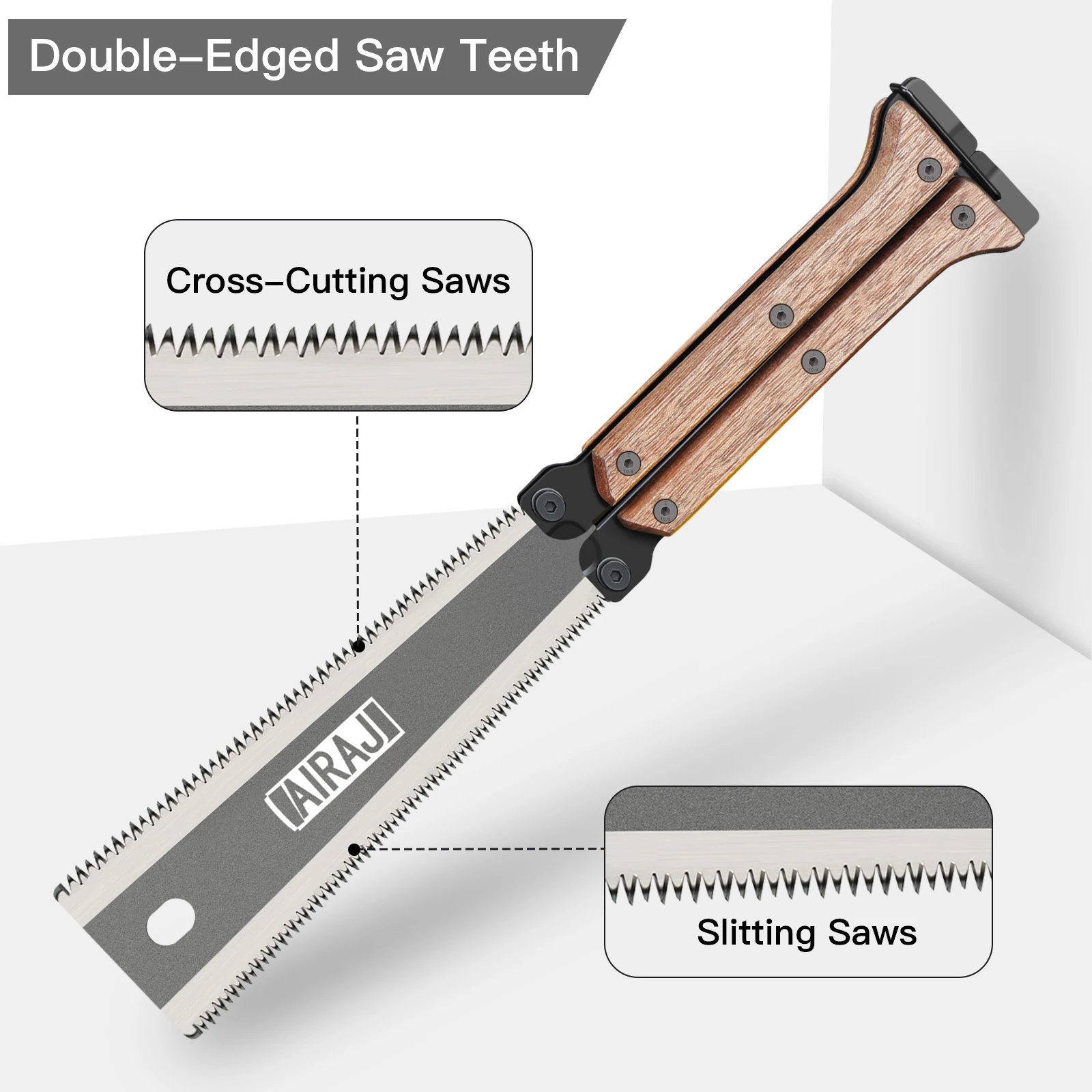 AIRAJ 12 Inch Wooden Folding Saw SK5 Steel Labor-Saving Wear-Resistant Durable Foldable Portable Manual Tool 2