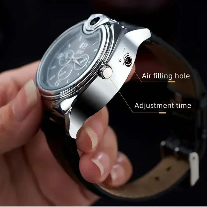 Outdoor Inflatable Lighter Fashion Metal Gas Windproof Portable Open Flame for Smoking Gift