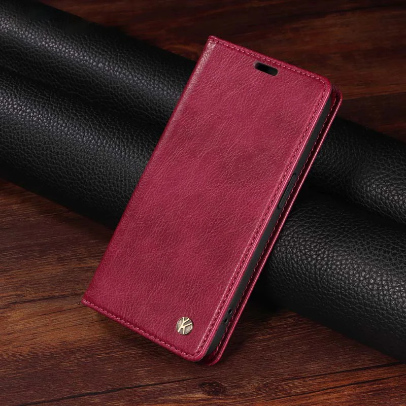 Leather Magnetic Flip Wallet Case with Card Holder