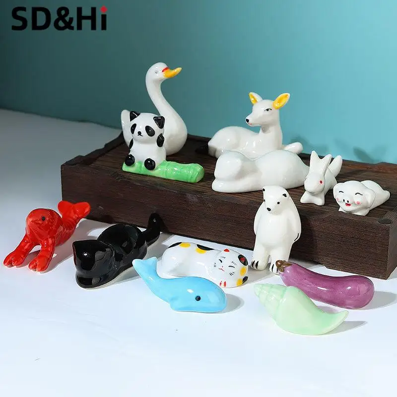 Cute Animal Ceramic Paint Brush Pen Holder Pen Rack Display Stand Palette Watercolor Gouache Painting Art Supplies