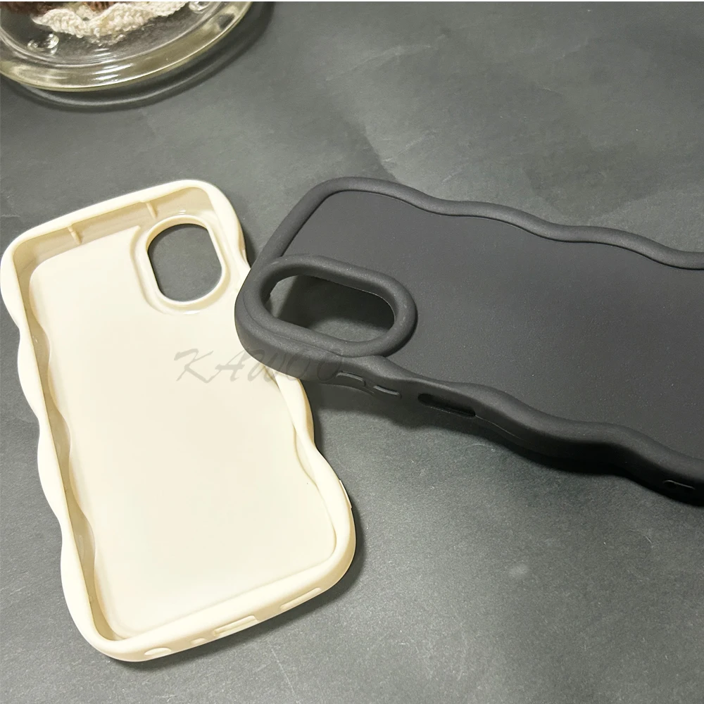 Macaron Colors Curly Frame Soft TPU Shockproof Slim Phone Case Cover