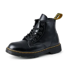 

Four Seasons Genuine Leather 6 Holes Martin Boots Boys and Girls Motorcycle Boots Shoes for Kids 10 To 12 Year Old Winter Shoes
