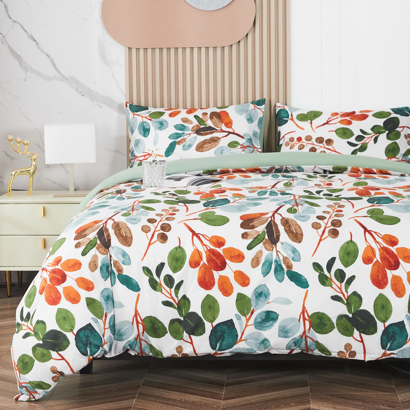 Funda nórdica verde floral para cama de 90cm Talla Cama 90 cm