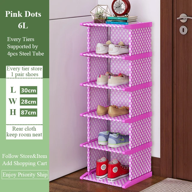 6 layers Standing Shoe Rack Dustproof Shoes Cabinet Assemble Shoe Organizer Shelf Top-quality Corner Closet Holder 4