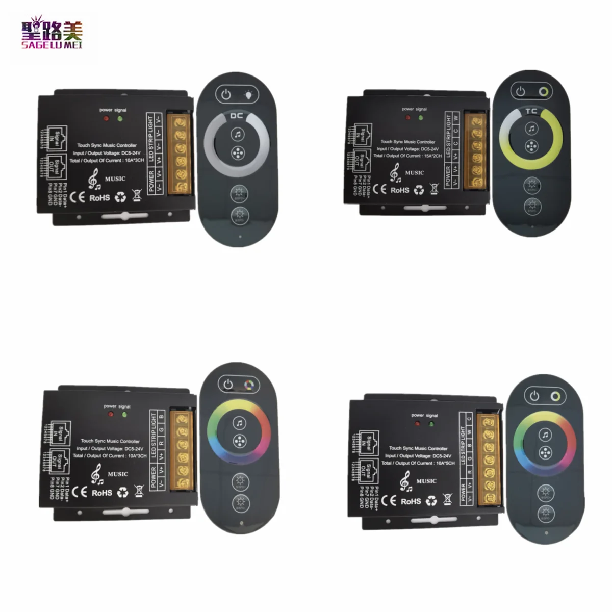 

DC5V-24V LED Music Controller Synchronous Touch Wireless Remote 12V Dimmer For Single Color CCT RGB RGBW RGBCW LED Strip Lights