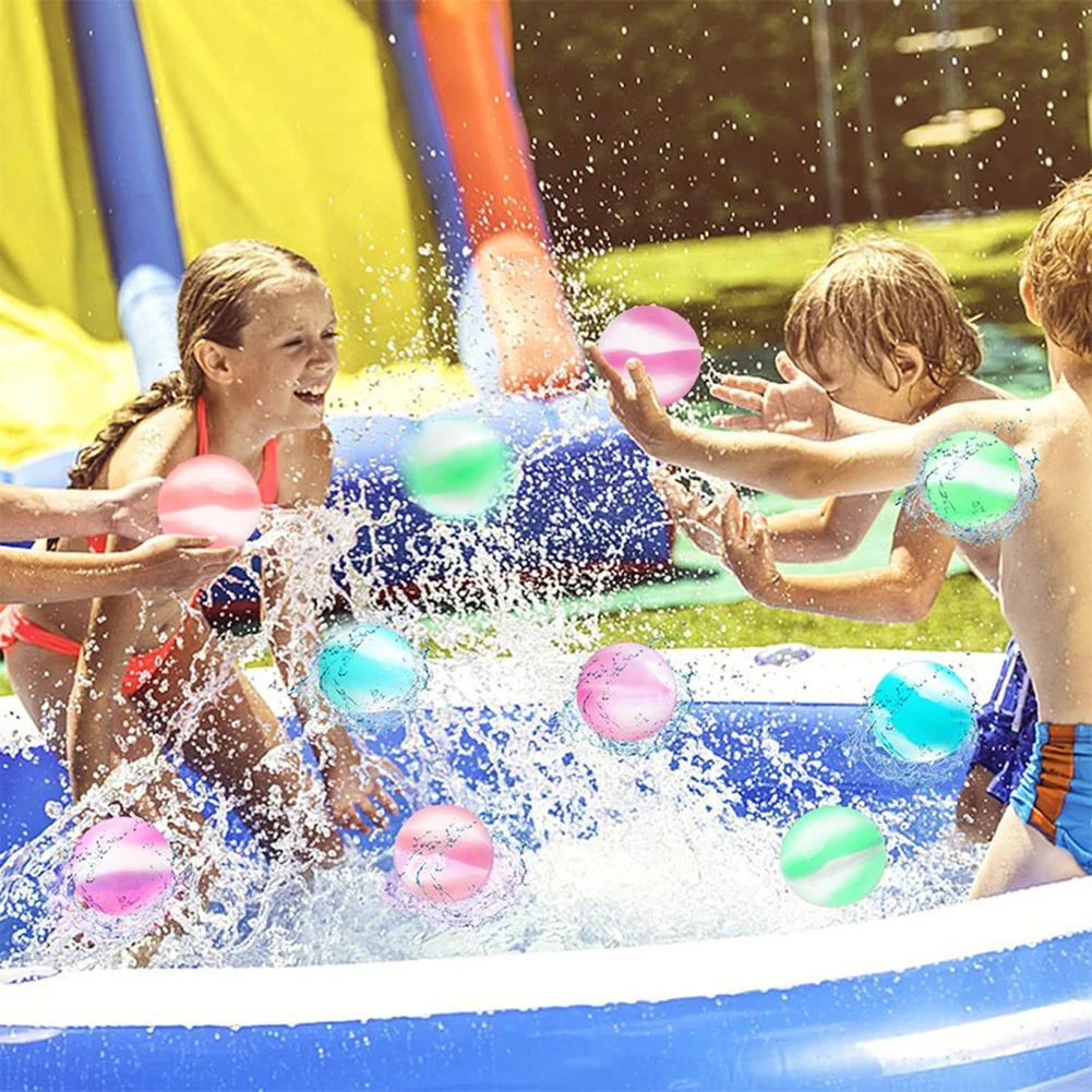 8/12Pcs Silicone Water Balloons Self Sealing Reusable Water Balloons Quick Fill Bomb for Swimming Pool Bathtub Beach