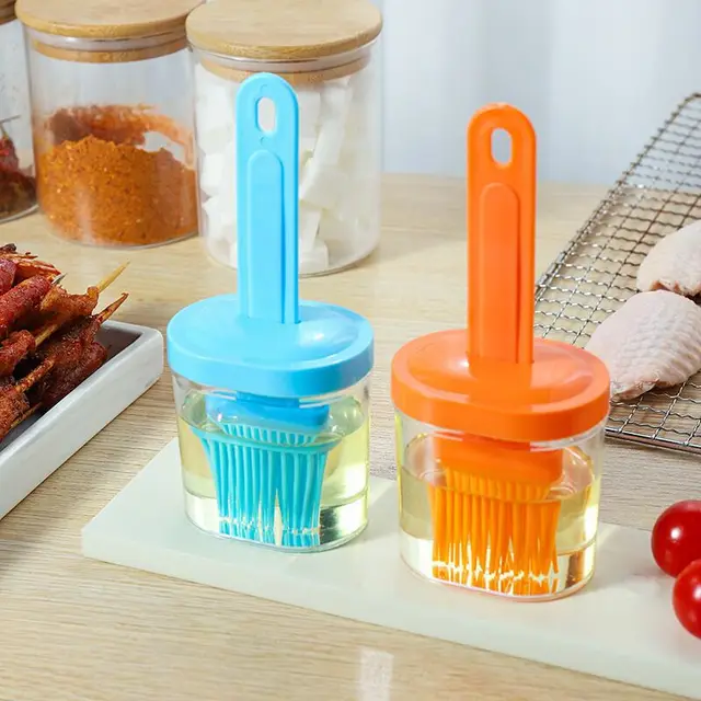 1 Készlet, Magas Hőmérsékletű Szilikon Palackkefe Hordozható Barbecue Olajkefe, Véletlenszerű Szín - Image 2