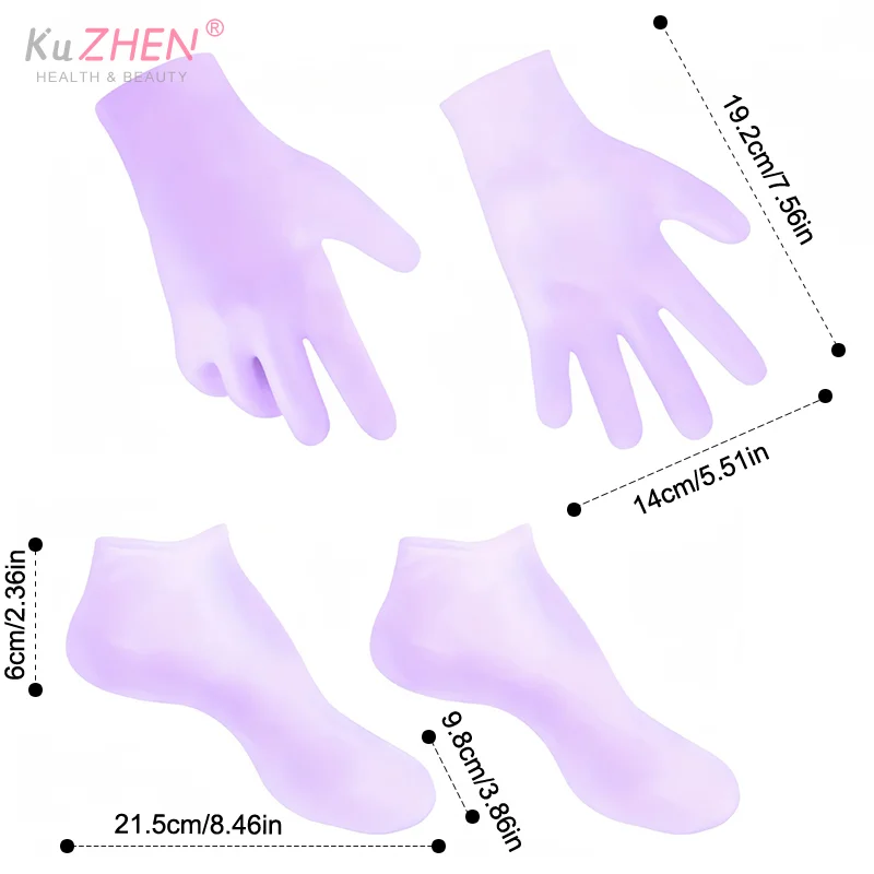 SPA 실리콘 갈라짐 방지 풋 마스크 건조함 방지 발 & 손 마스크 세트 페디큐어 양말 & 보습 장갑 발/손 관리용