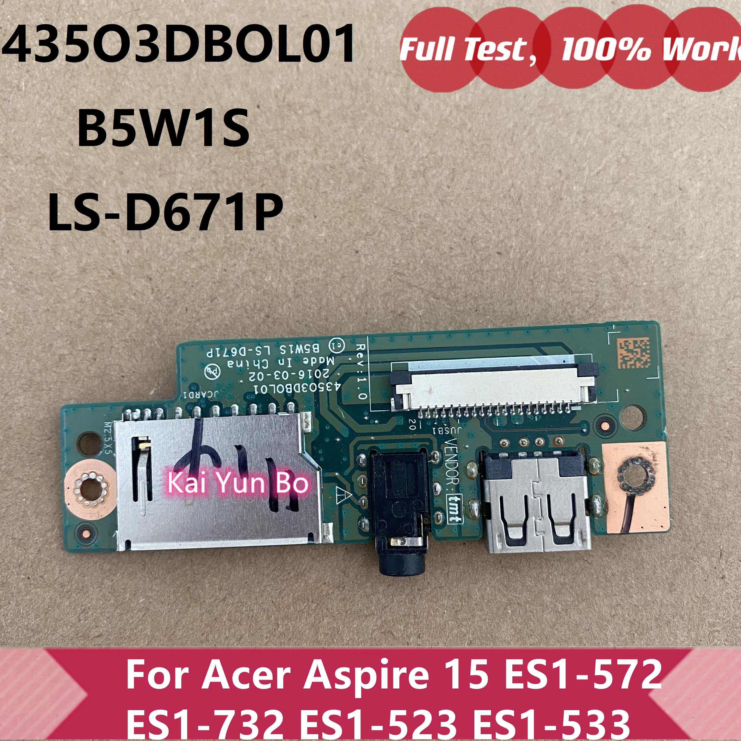 

Laptop USB Audio Card Reader Board and Cable For Acer Aspire 15 ES1-732 ES1-E572 ES1-523 ES1-523 ES1-533 ES1-524 B5W1S LS-D671P