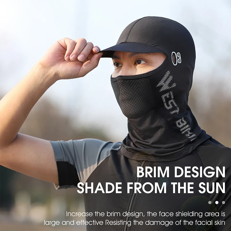 WEST BIKING Summer Cycling Balaclava With Brim Ice Silk Sun Protection Face Mask Bicycle Motorcycle Fishing Hiking Sports Cap