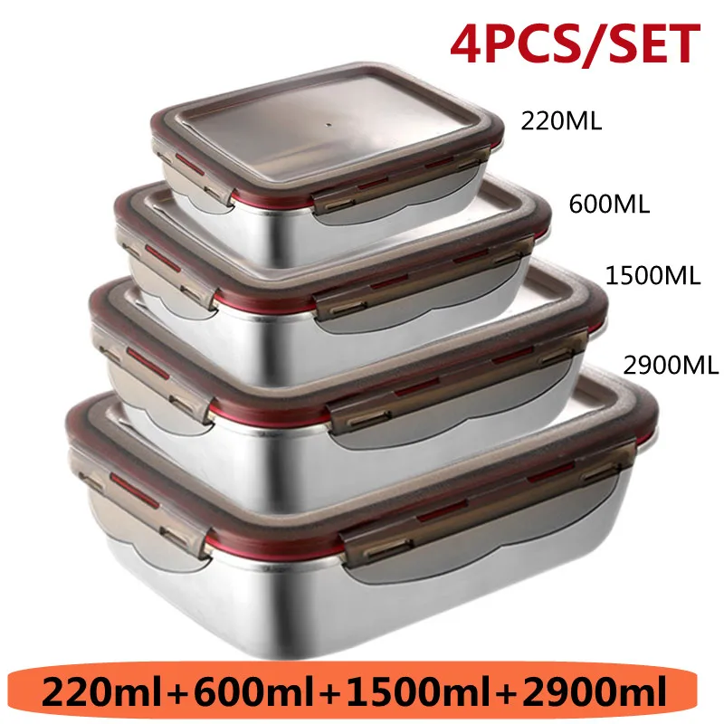 2/3/4Pcs Thermal Lunch Box Portable Leakproof Lunch Container Set 304  stainless steel Snack Box Container Food Storage Container - AliExpress