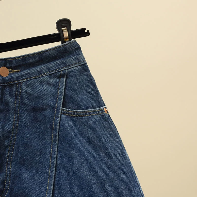 Vintage Denim Skirts 2022 Summer Blue Casual Fashion Korean High Waist Jeans Skirt Club Party Girls A-line Mini Skirts 4XL 5XL