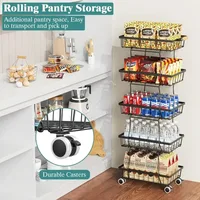 4 Tier Stackable Metal Vegetable Storage Rack with Wheels Rotating Corner Kitchen Organizer Basket for Potato Onion Banana Frui 5