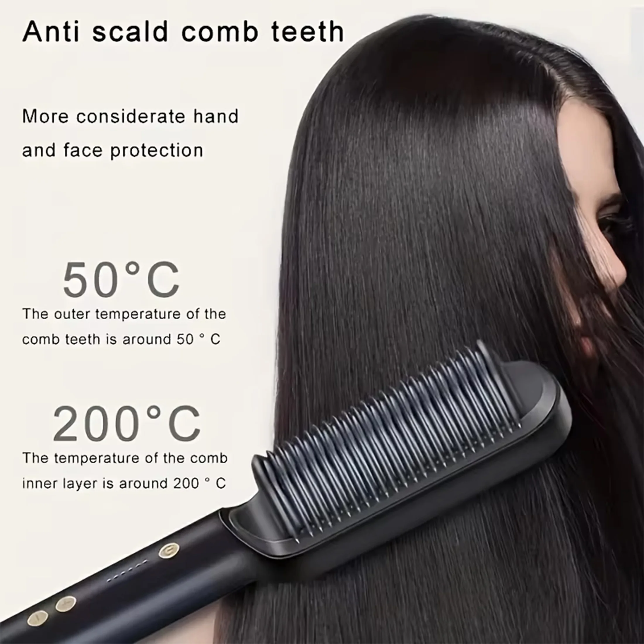 One piece of the professional 2-in-1 hair straightening brush - for wet and dry use, versatile styling tool for straightening and...