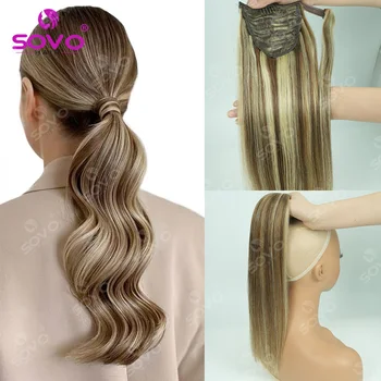 100% Human Hair Ponytail Brazilian Straight Remy Magic Wrap Around Ponytail Clip In Horsetail wig Extension 100g 120g 150g 1