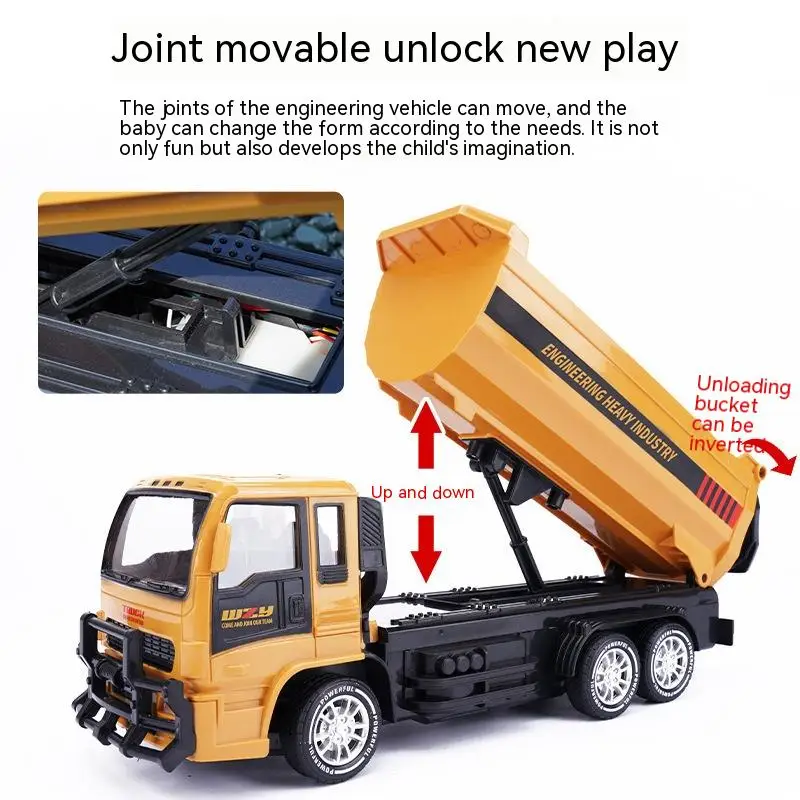 2.4g Remote Control Toys Alloy Simulated Sound And Lighting Excavator Bulldozer Engineering Vehicle Rc Trucks Gifts For Children 2