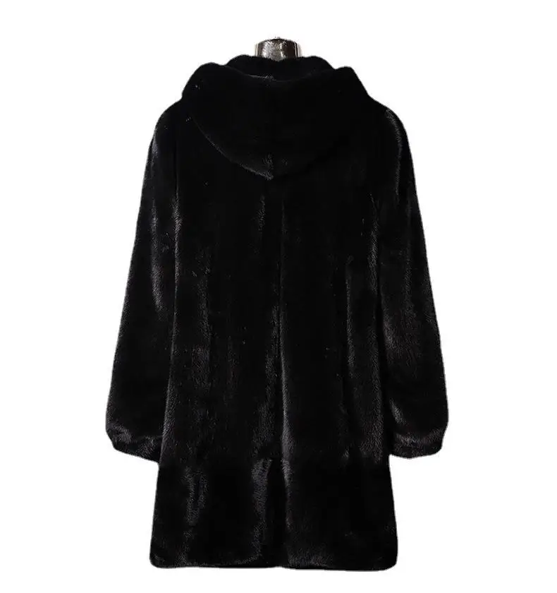 Women Long Jacket Faux Fur Mink Fur Coats Winter-fall Casual Faux Fur Coat Large Size S/9XL Women Hooded Imitation Fur Outerwear