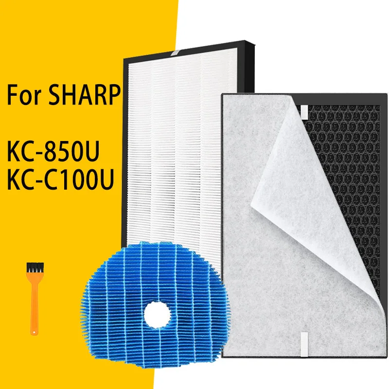 샤프 KC-850U 및 KC-C100U 공기청정기와 호환되는 교체용 필터, H13 HEPA + 활성탄 + 가습기 필터