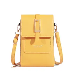 Sleek Faux Leather Crossbody Phone Purse with Card Slots (Yellow)