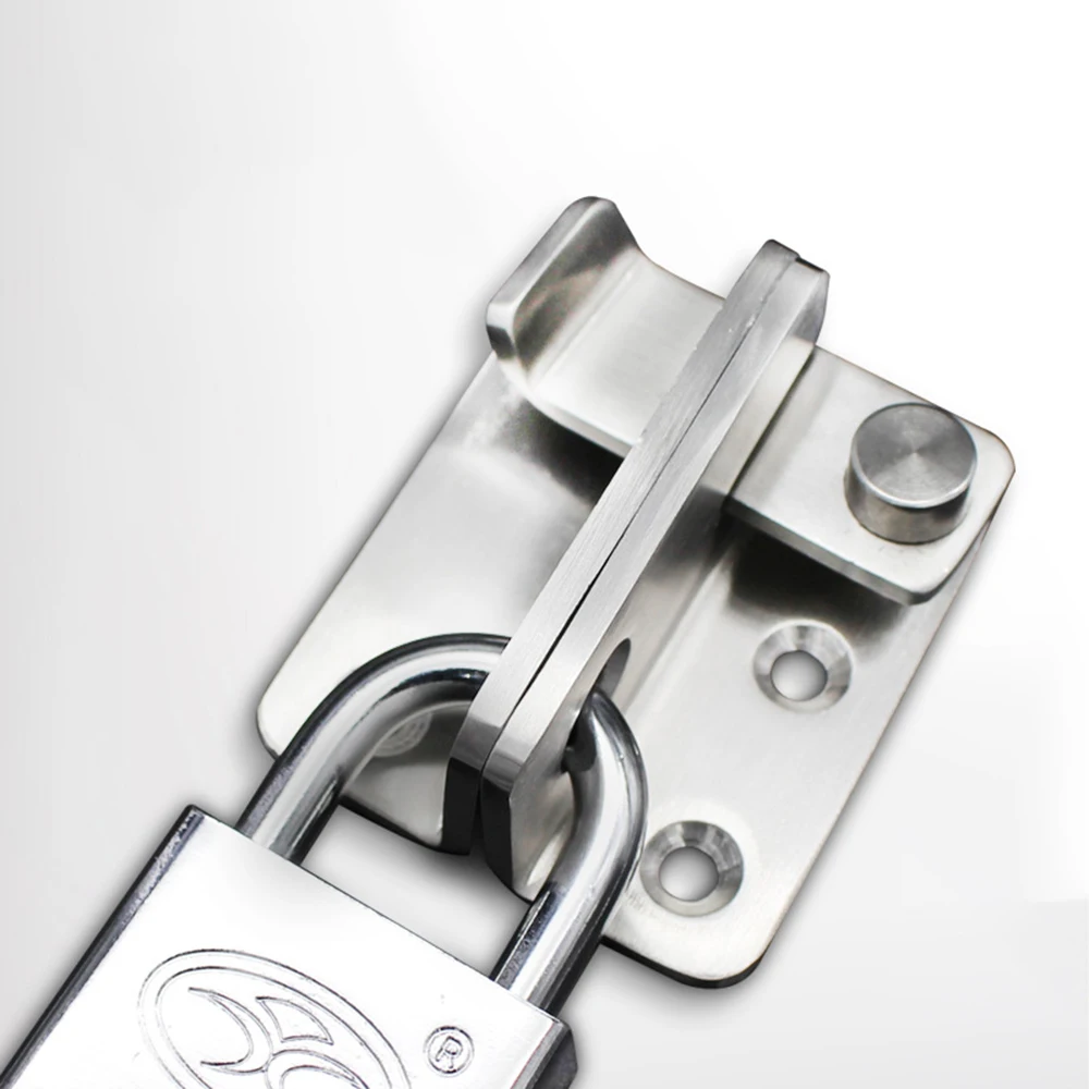 Description Picture 3 of itemPunch Door Bolt Lock Silver Stainless Steel Wardrobe Bracket Hasp Buckle Garage Hardware Latch Security Safety