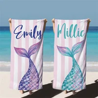 Mermaid Tail Custom Name Beach Towel Bachelorette Trip Party Favors Personalized Pool Bath Towel Mermaid Birthday Gift For Kids 2