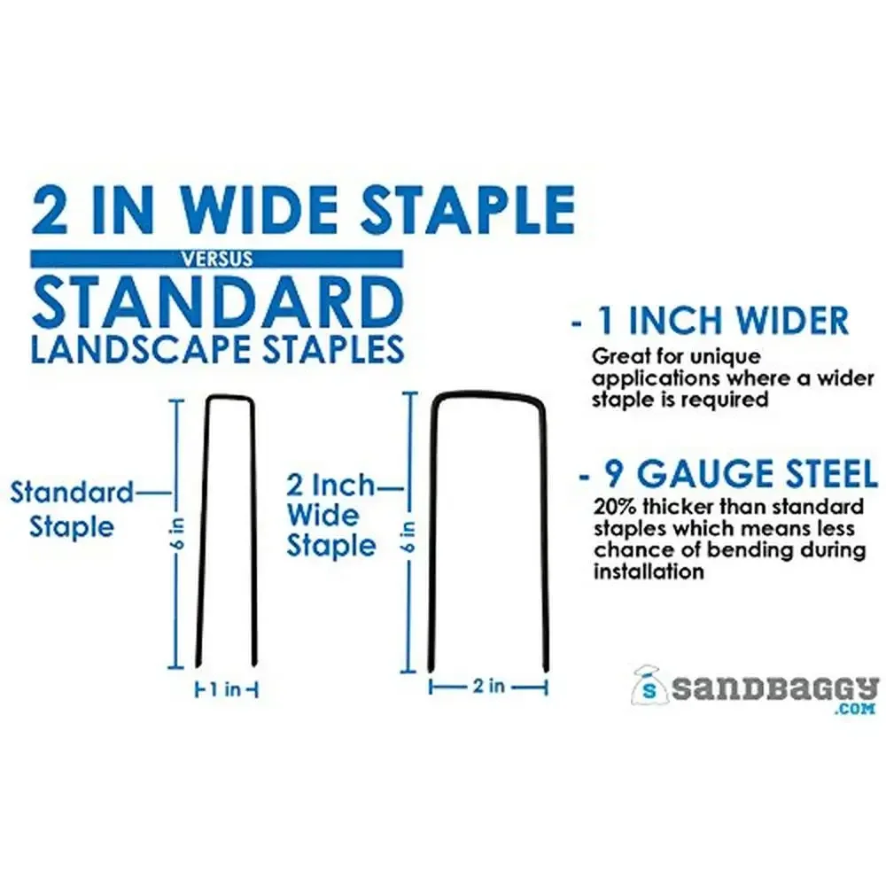 Extra Wide 2" Landscape Staples Heavy Duty Ground Cover Fabric Pins Pack of 5000 Easy Installation Pack