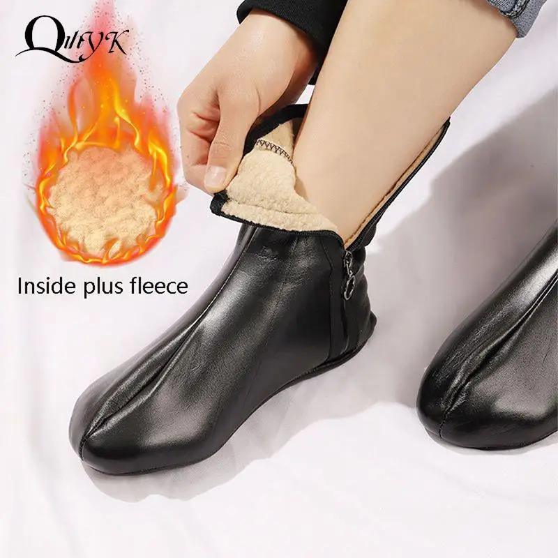 

Unisex Winter Warm Leather Thermal Boat Slipper Indoor Home Soft Non-Slip Socks Men Women Breathable Comfortable Middle Socks