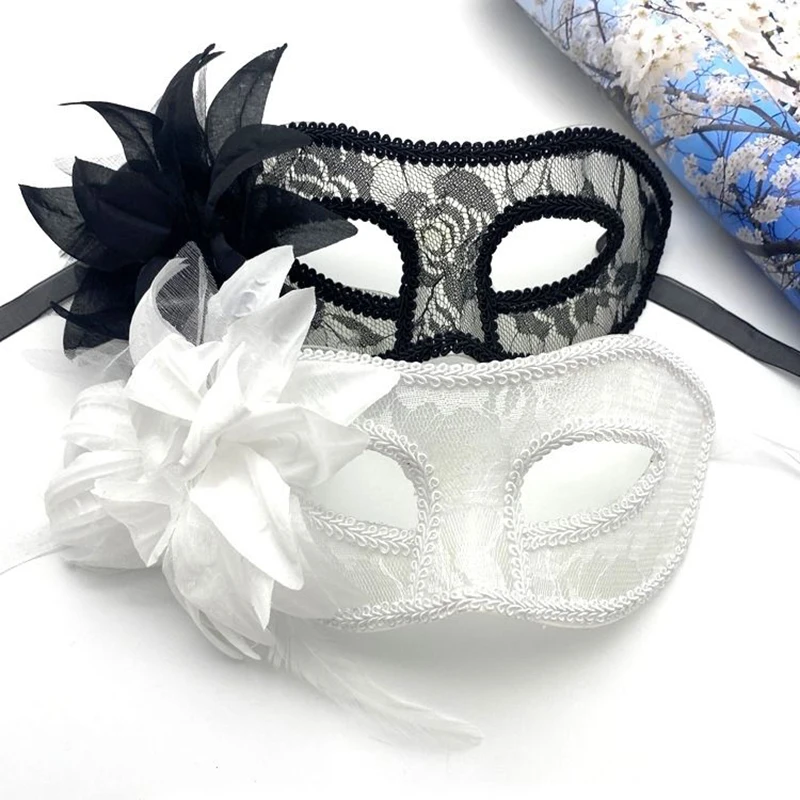 

Lace Masquerade Masks Mardi Gras Dance Party Decoration Adults Women Feather Flower Wedding Carnival Performance Sexy Lady Girls