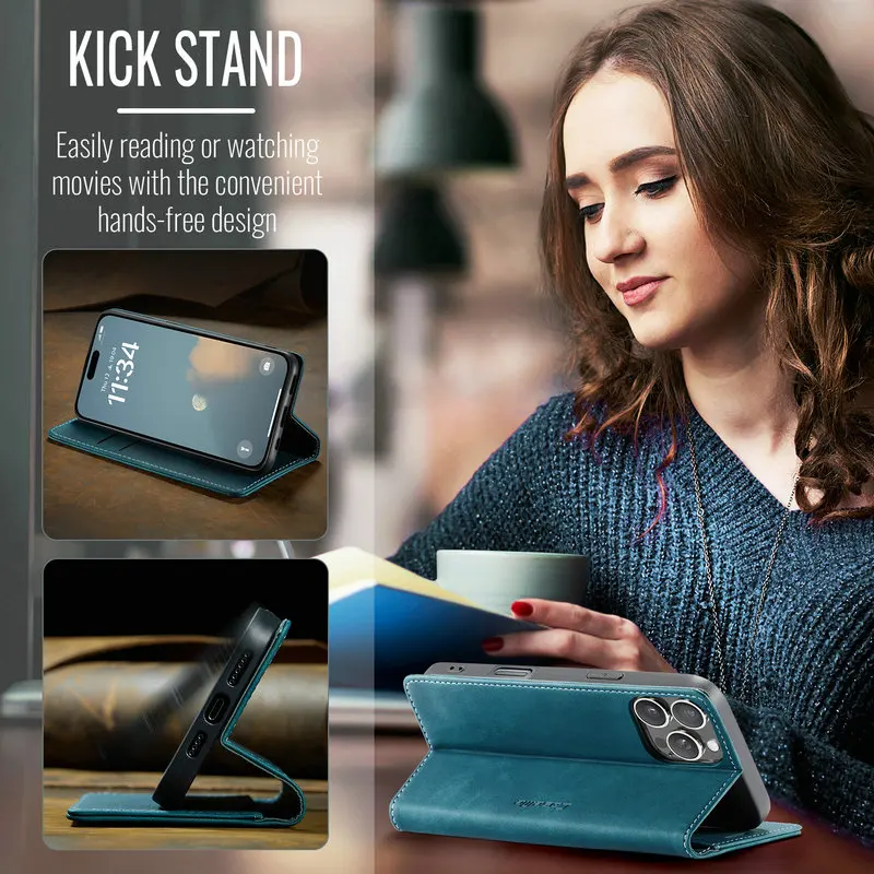 Retro Phone Case Flip Luxury Leather Cover for iPhone 16 pro max 15 14 13 12 11 mini 7 8 plus xs max xr Magnetic back Cover