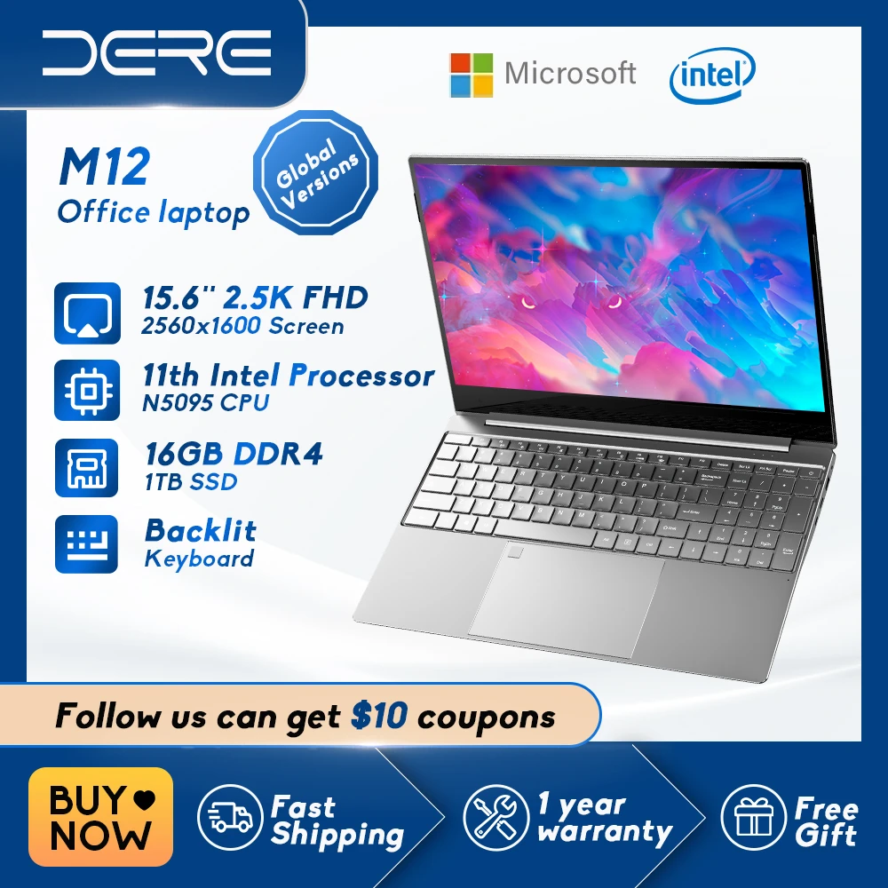 DERE M12 كمبيوتر محمول ، 15.6 بوصة 2.5K IPS ، 16GB RAM 1 تيرا بايت SSD ...