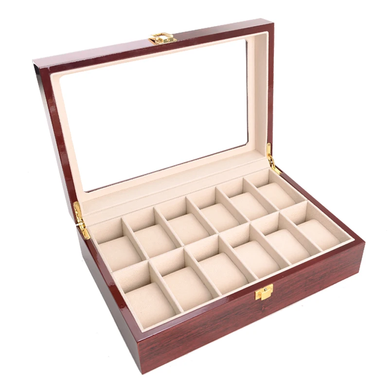 Luxury Wooden Watch Boxes 2/3/5/6/10/12 Grids for Men and Women Glass Top Jewelry Organizer Stroge Cases Clock Gifts Boxes