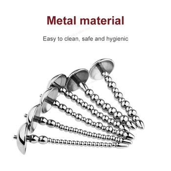 2022 Urethral Blockage Male Penis Plug Stainless Steel Urethral Beads Dilator Stimulation 18size Horse Eye Pot Lid Masturbation 3