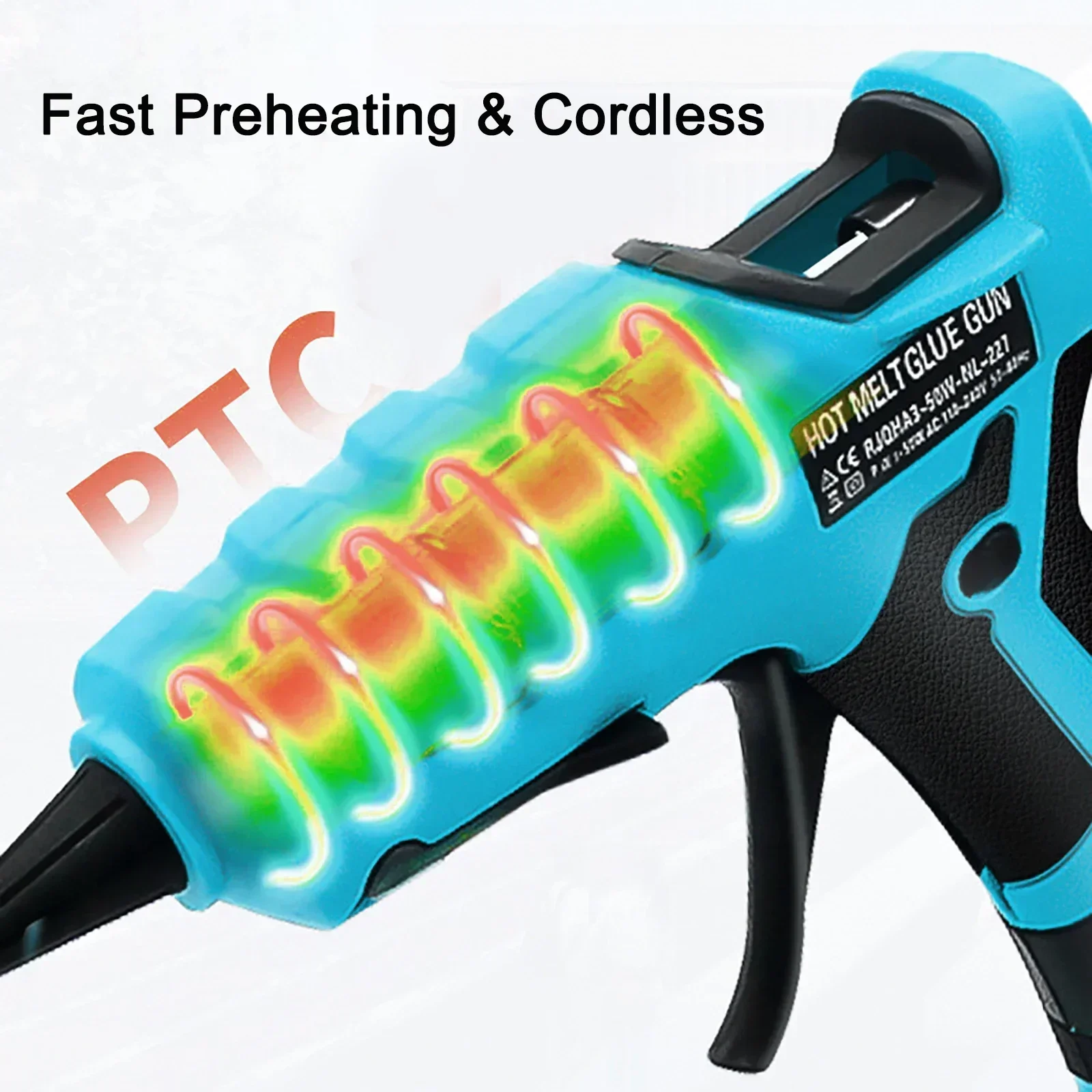 Cordless Hot Melt Gun Kit with 30Pcs for 7mm Glue Glue Sticks for Dewalt Li-ion Makita 18V Battery Electric Repair Power Tool