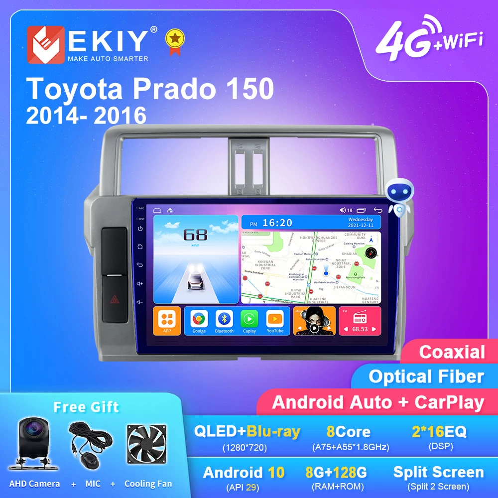 

EKIY T7 Android 10 Car Radio For Toyota Prado 150 2014 2015 2016 Navi GPS Multimedia Video Player Auto Stereo Carplay DVD BT HU