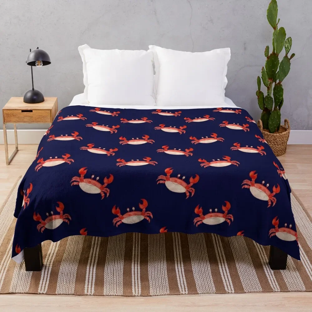 Granchio Happy Crabby Mare Crostacei, Fun Red Animal Sea Ocean Lobster Throw Coperta Regalo Divertente Retros Flannels Coperte