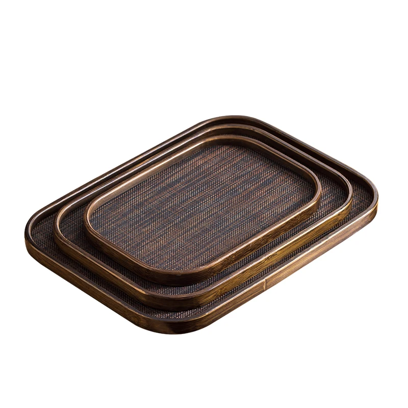 Elegant Bamboo and Rattan Tea & Serving Tray