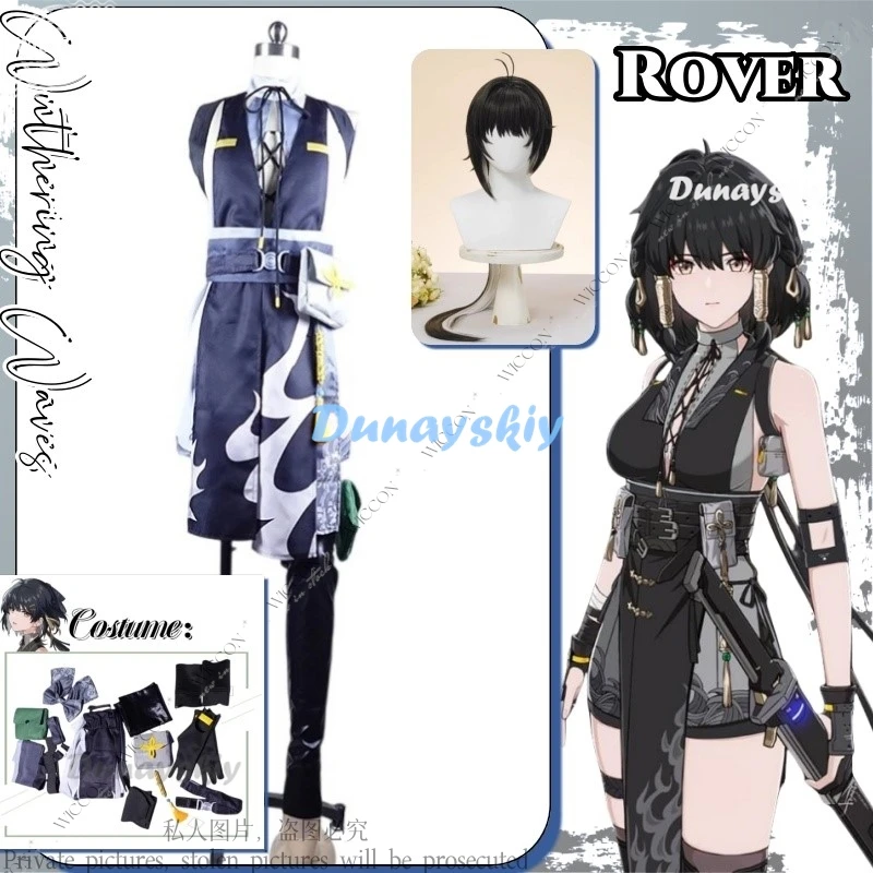 

Rover Wuthering Waves Game New Role Play Female Cosplay Costume Wig Character Resonator Halloween Party for Women Prop Rover