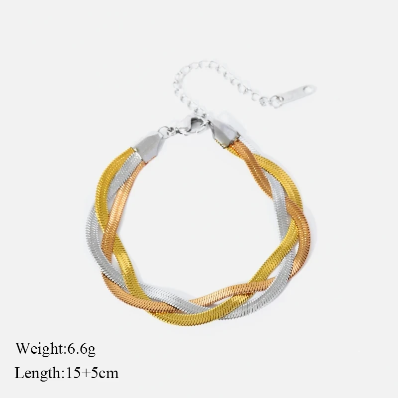 Jewelry Sets 316L Stainless Steel 3-Color Chains Crossing Necklace Bracelet for Women Girl Fashion Waterproof