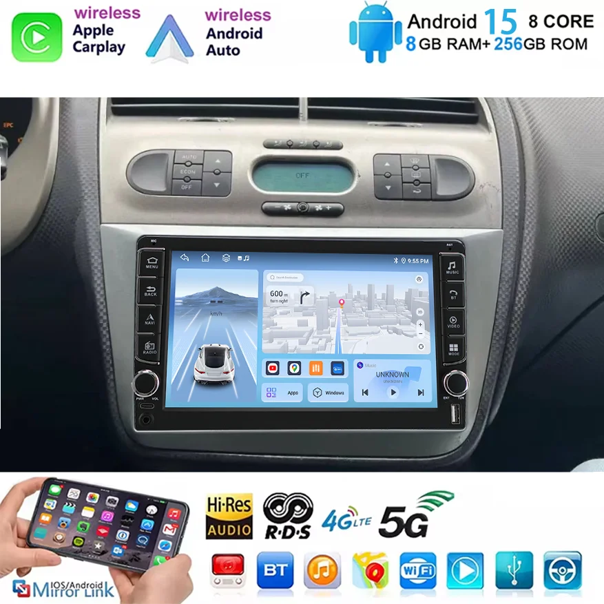 Autoradio Android 15 con Carplay Wireless per Seat Altea XL Toledo 2004-2015, GPS Multimediale, 4G WIFI DSP